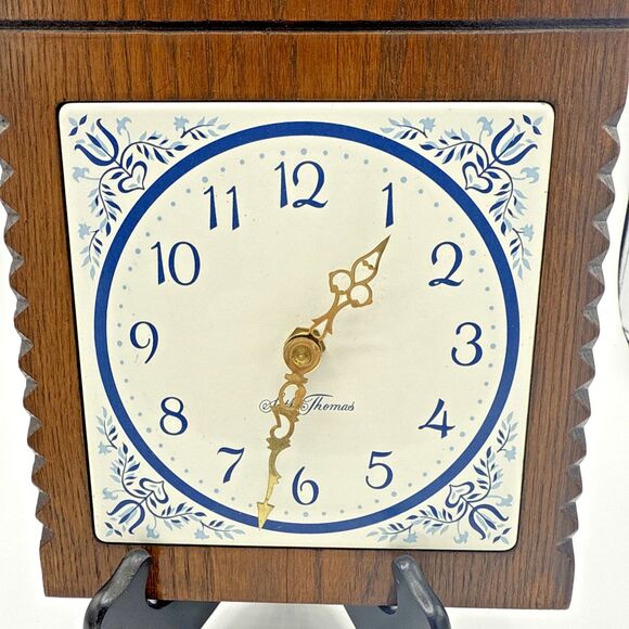 Seth Thomas Blue Hearts Garden Tile Wall Clock Made in USA TESTED WORKS 13”x8” - Picture 6 of 11